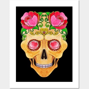 Sugarskull fancy vintage and ruby day of the dead. Posters and Art